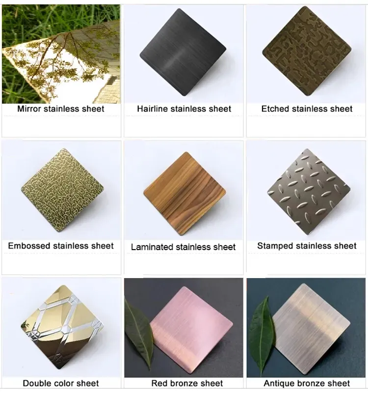 1 mm-3 mm Dicke ASTM AISI 304 304L 201 Edelstahlplatte mit verschiedenen Oberfl&auml;chen zur Dekoration 2